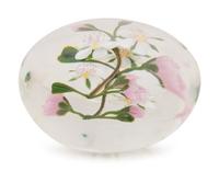A Paul Stankard Pink and White Buds and Flowers Glass Paperweight