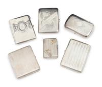 A Group of Six Russian Silver Cigarette and Coin Cases
