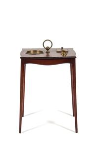 A Georgian Style Mahogany Smoking Stand Height 20 1/8 x width 14 1/2 x depth 11 3/4 inches.