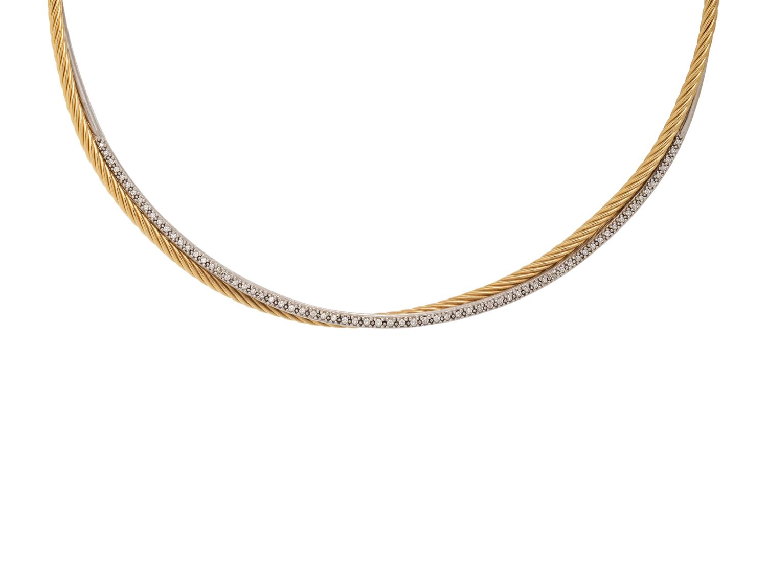 DAVID YURMAN, BICOLOR GOLD AND DIAMOND TORQUE NECKLACE