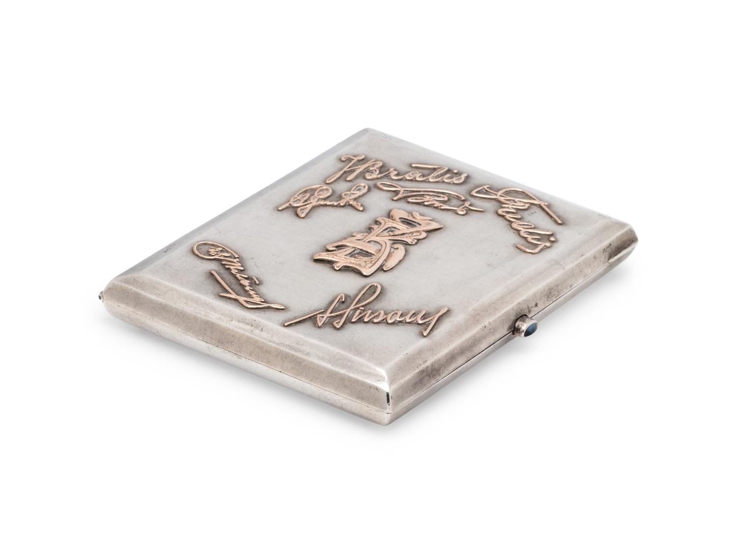 A Russian Silver and Gold Mounted Cigarette Case