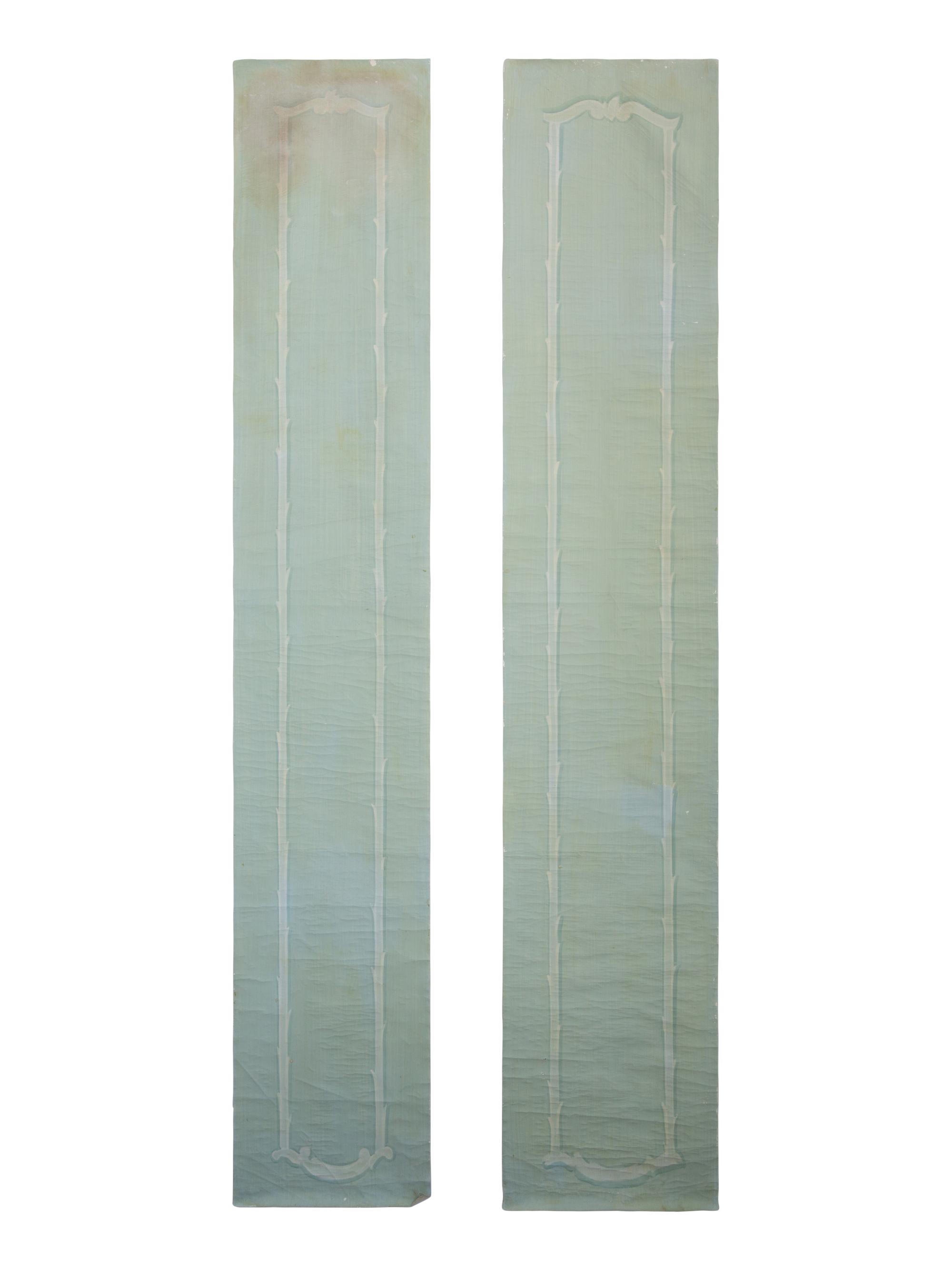 A Group of Eleven Hand Painted Wall Paper Panels Mounted on Canvas by Robert Jackson, muralist for Mario Buatta. — 20th Century