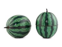 A Pair of Cloisonné Watermelon Form Containers