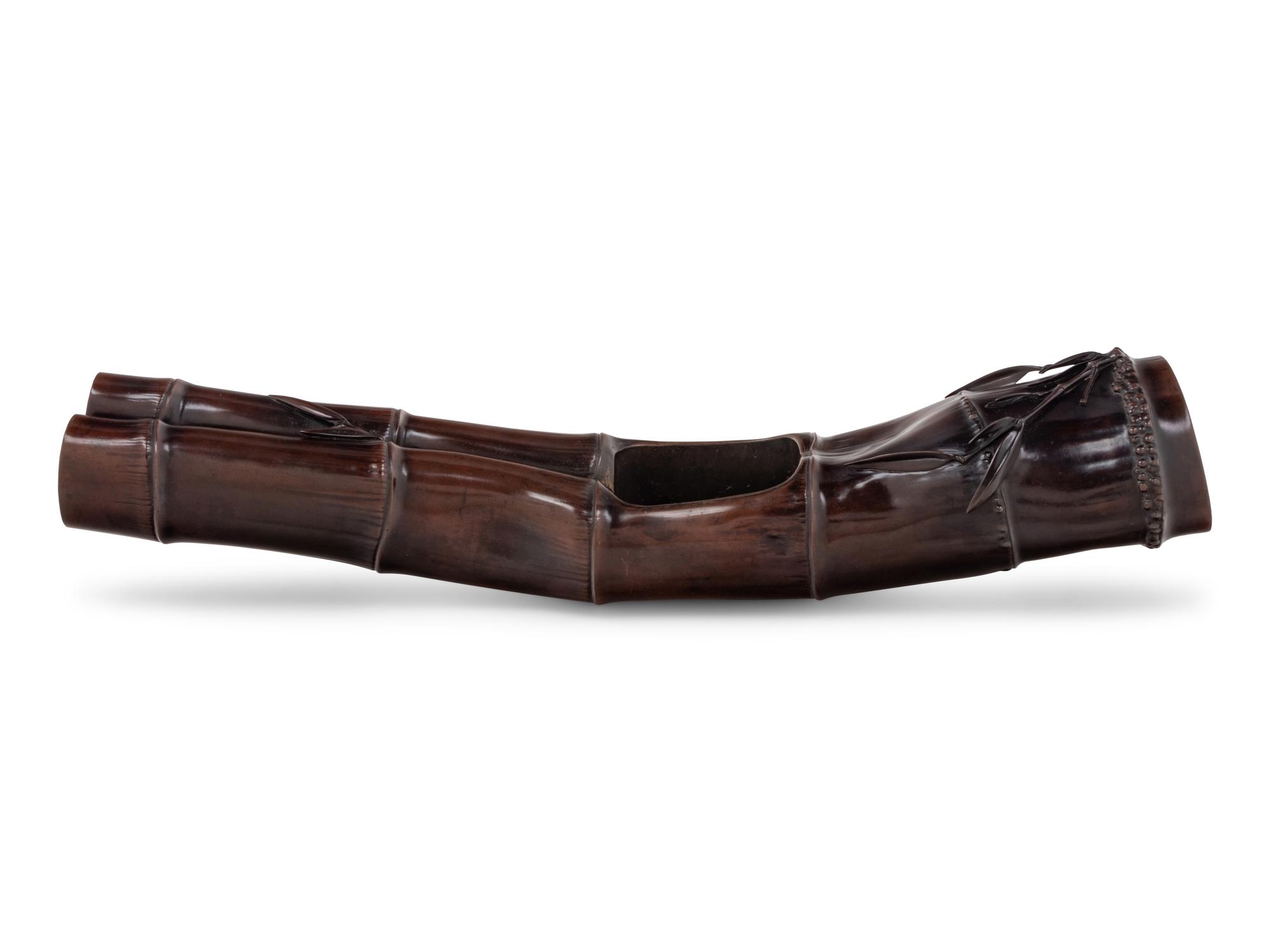 A Bronze Bamboo-Form Flower Vase