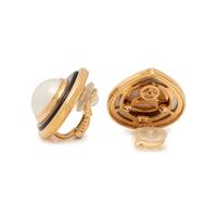 MARINA B., CULTURED MABE PEARL AND ABALONE EARCLIPS