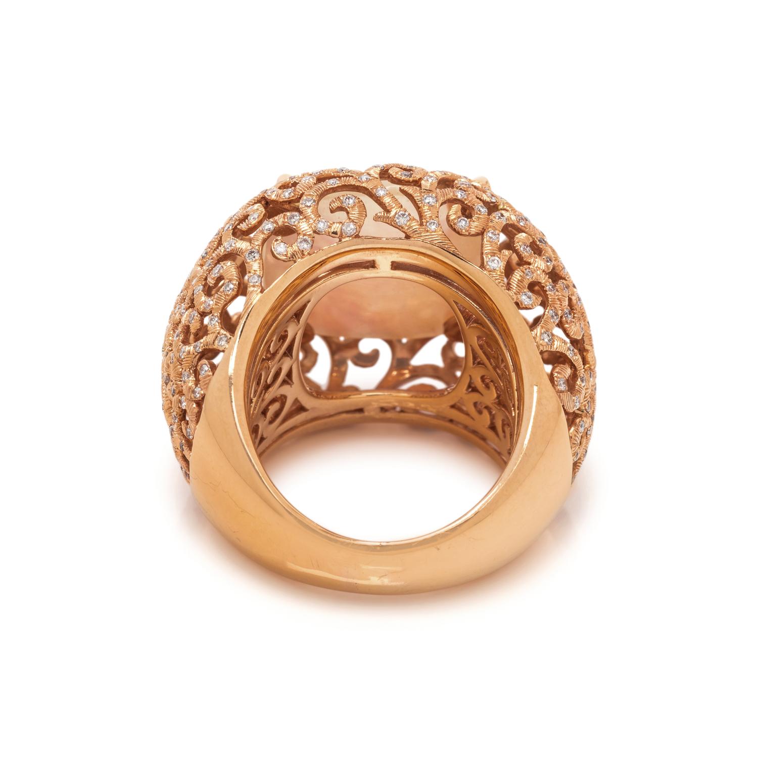 MOTHER-OF-PEARL DOUBLET AND DIAMOND RING