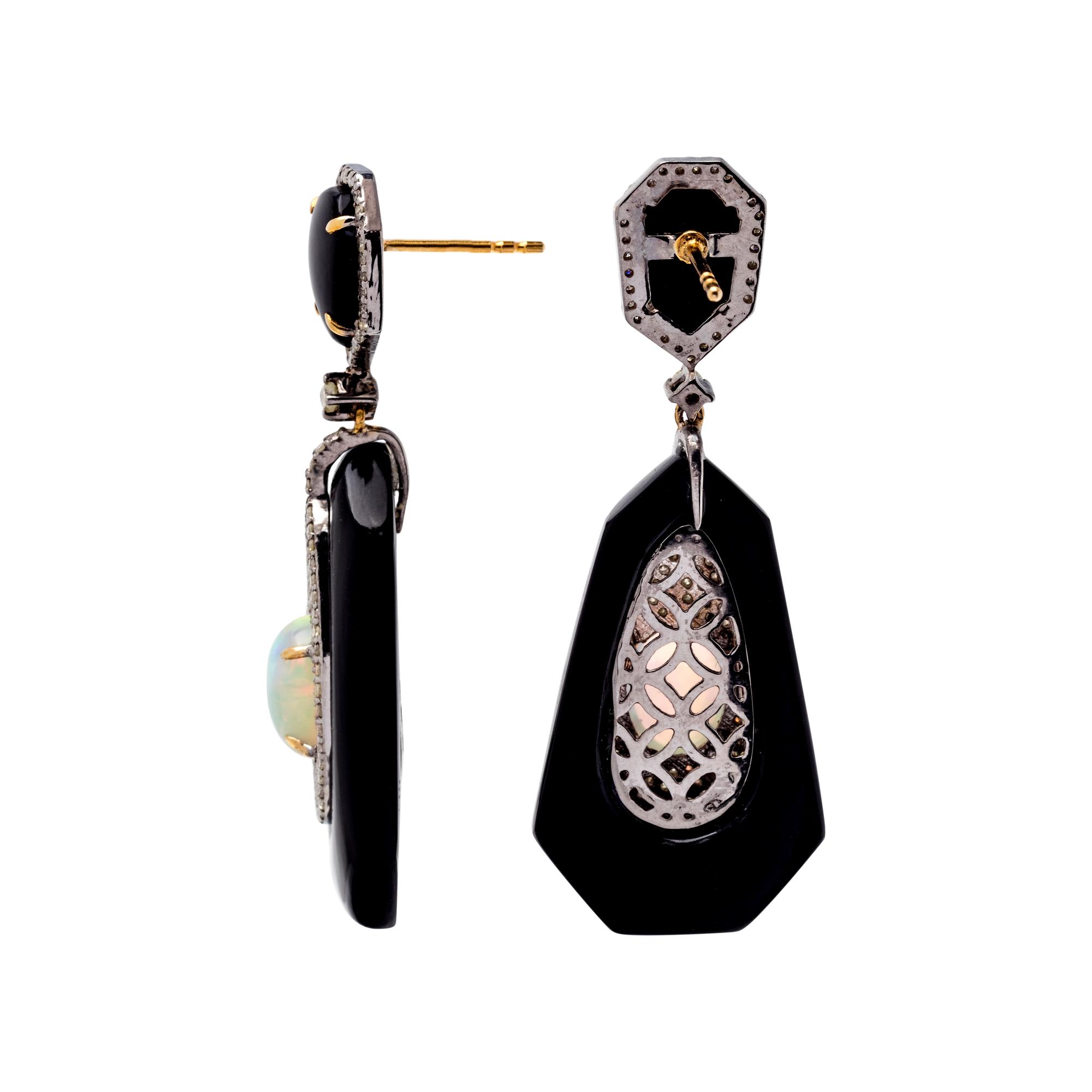 OPAL AND DIAMOND EARRINGS
