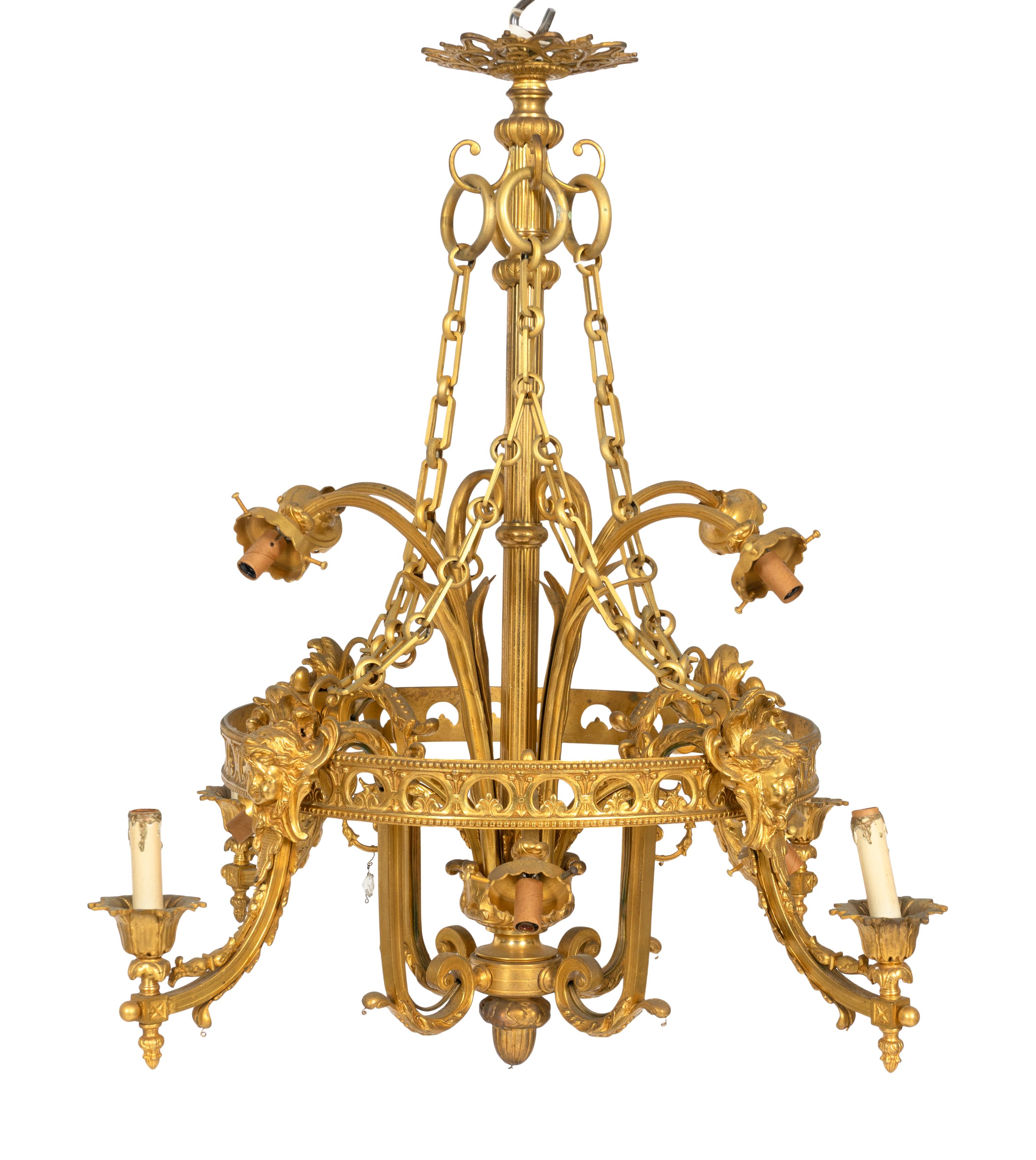 A Belle Epoque Style Gilt Bronze Twelve-Light Chandelier