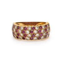 RUBY, DIAMOND, AND YELLOW GOLD RING