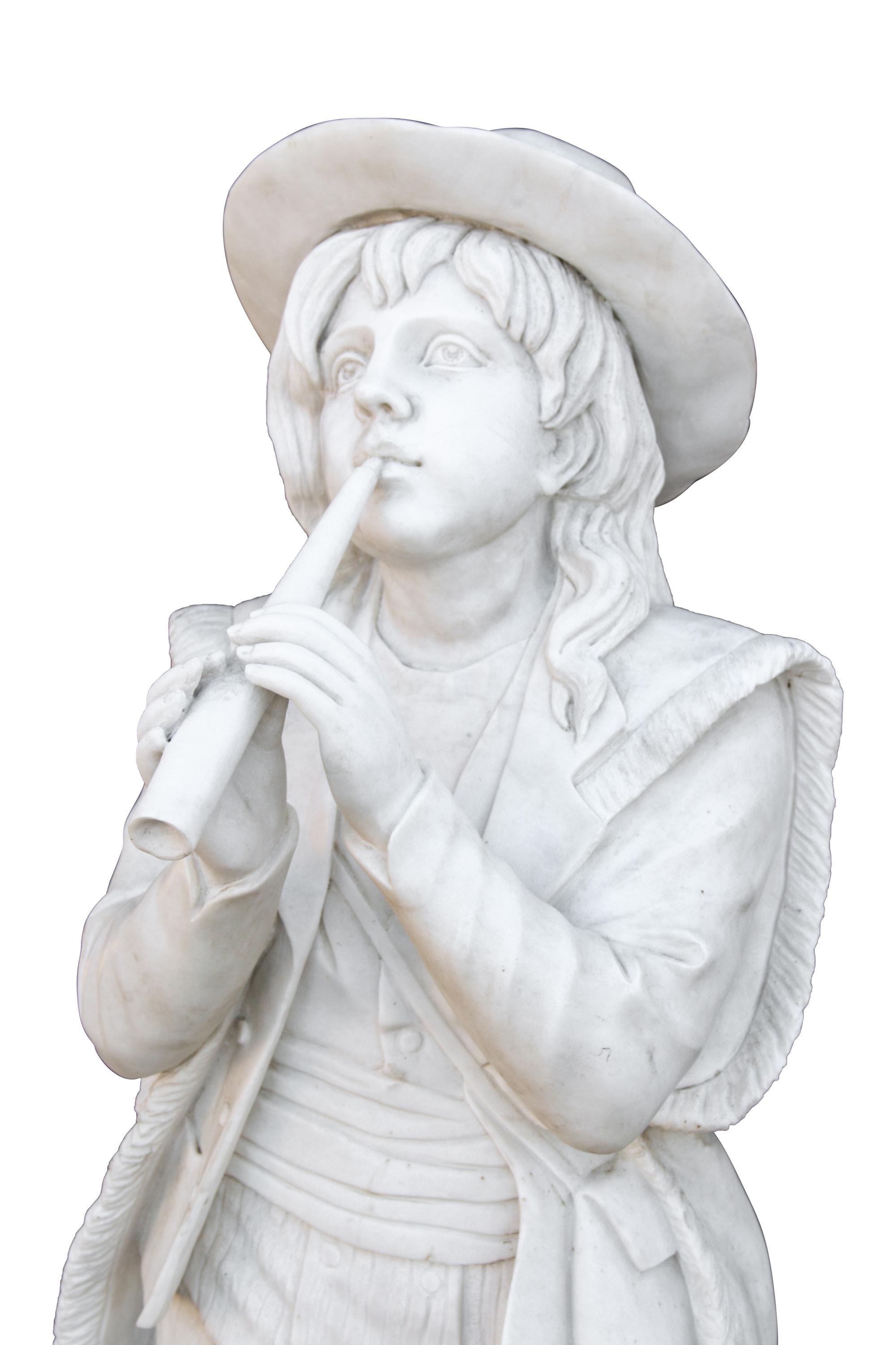 An Italian Marble Figure of a Boy with a Flute