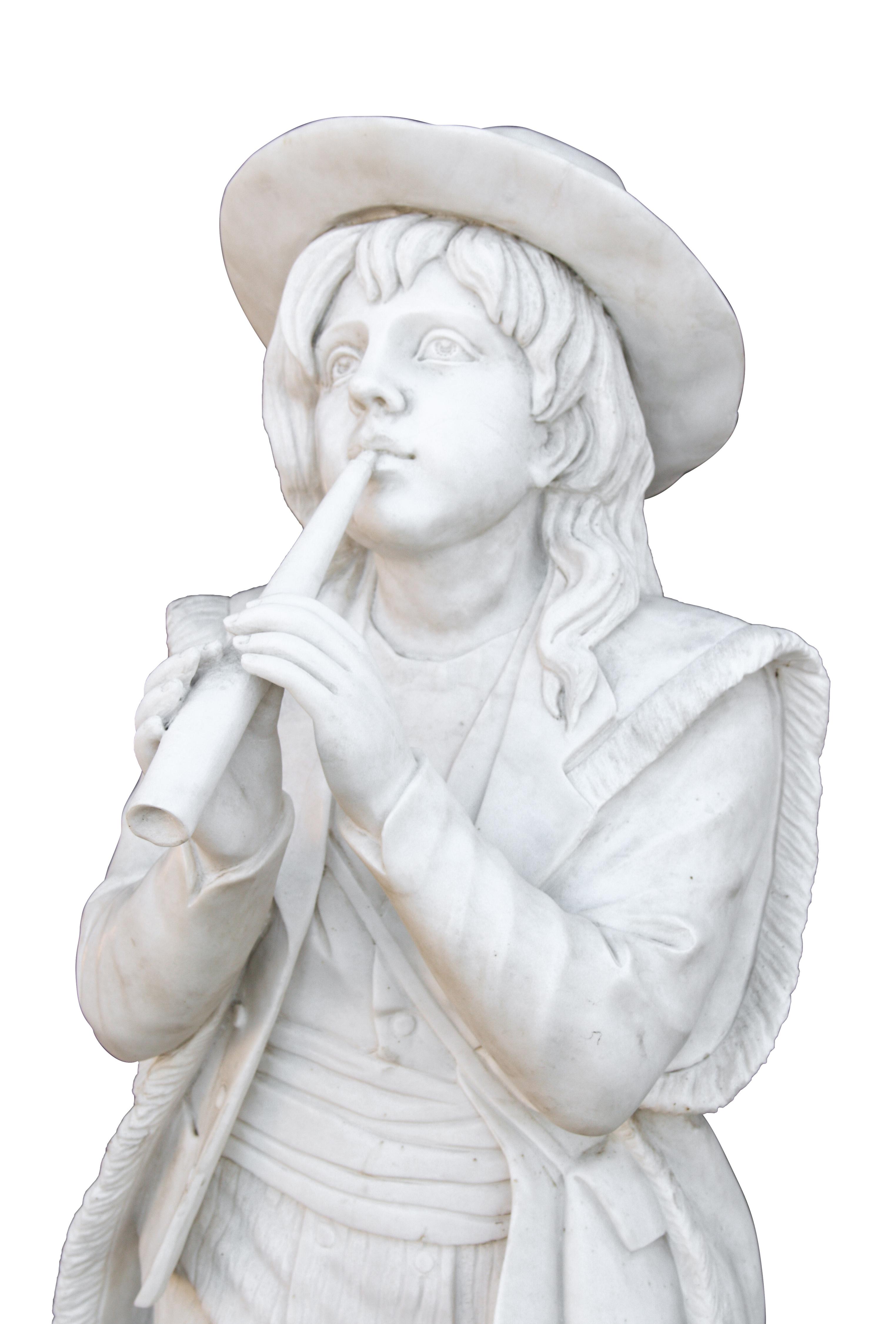 An Italian Marble Figure of a Boy with a Flute