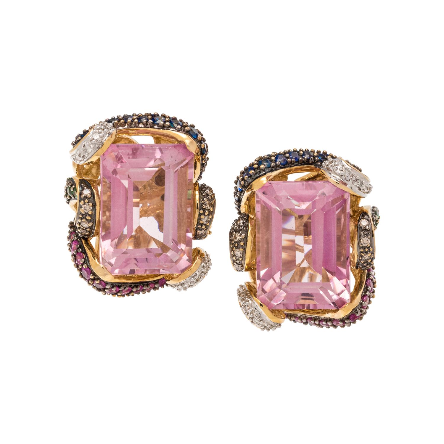 MULTIGEM AND DIAMOND EARCLIPS