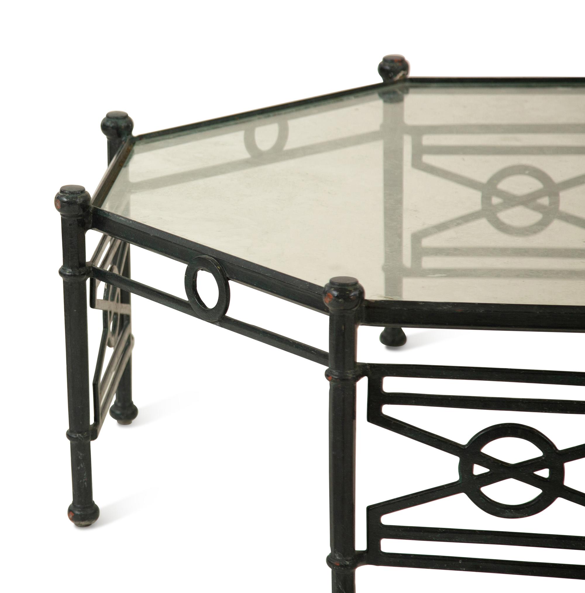 A Group of Neoclassical Style Painted Aluminum Garden Furniture — 20th Century