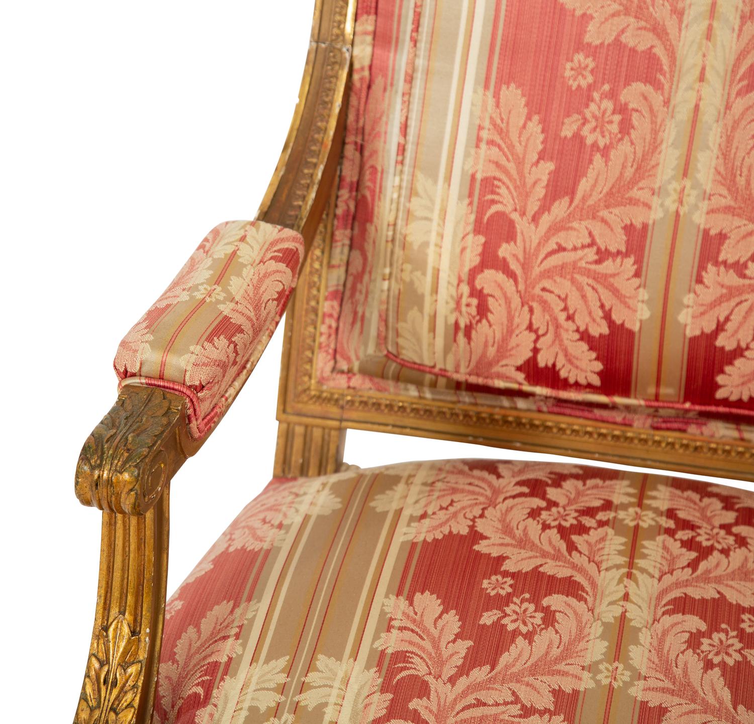A Pair of Louis XVI Style Giltwood Fauteuils à la Reine