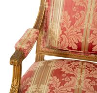 A Pair of Louis XVI Style Giltwood Fauteuils à la Reine