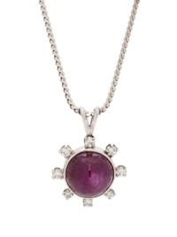 A Platinum, Star Ruby and Diamond Pendant,