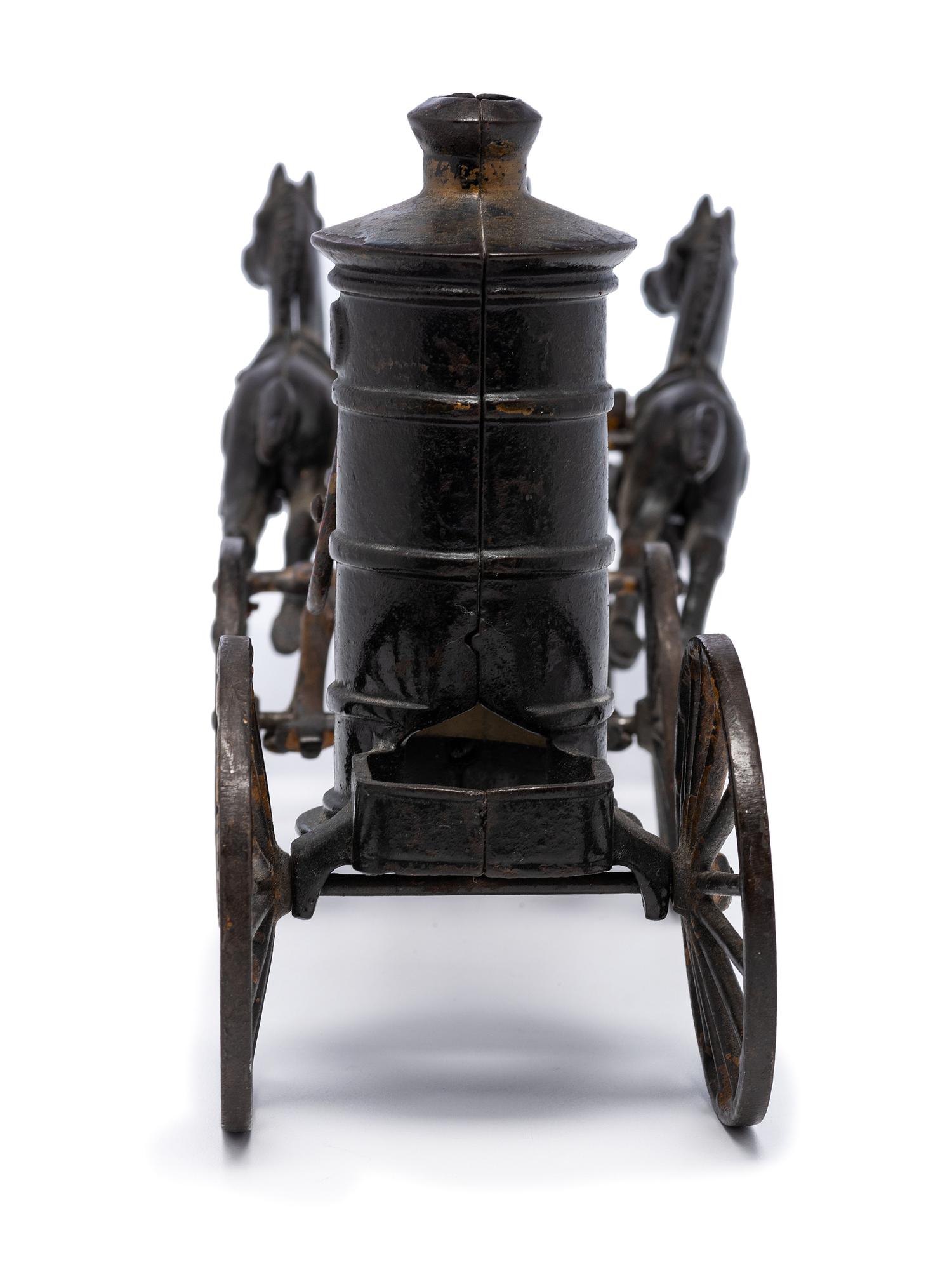 A Painted Cast Iron Horse Train Fire Wagon