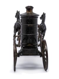 A Painted Cast Iron Horse Train Fire Wagon