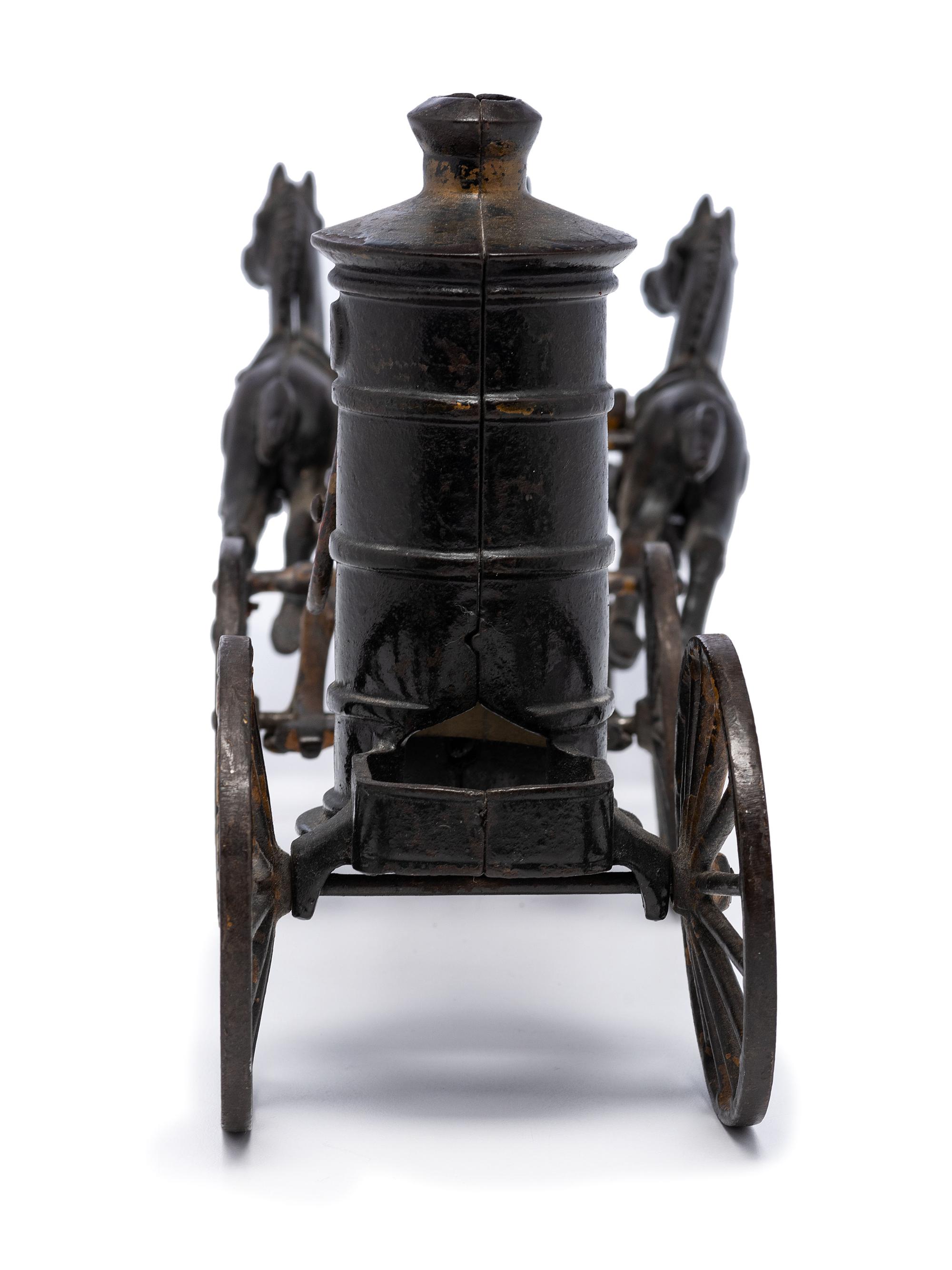 A Painted Cast Iron Horse Train Fire Wagon