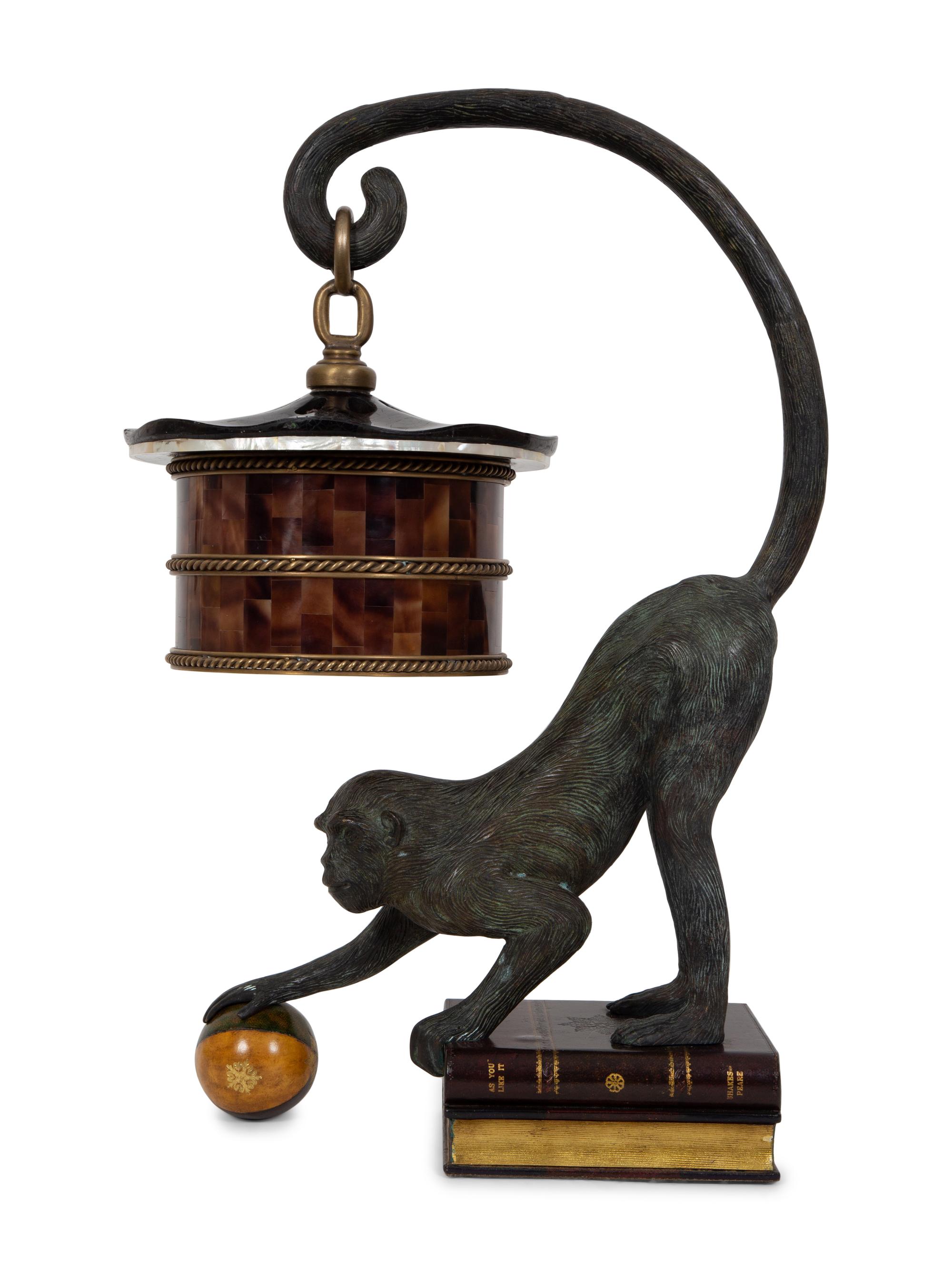 A Maitland-Smith Bronze Monkey Lamp