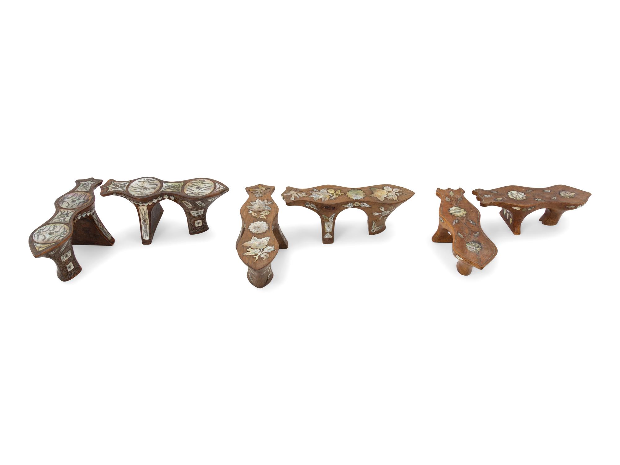 Three Pairs of Mother-of-Pearl Inlaid Bath Shoes
