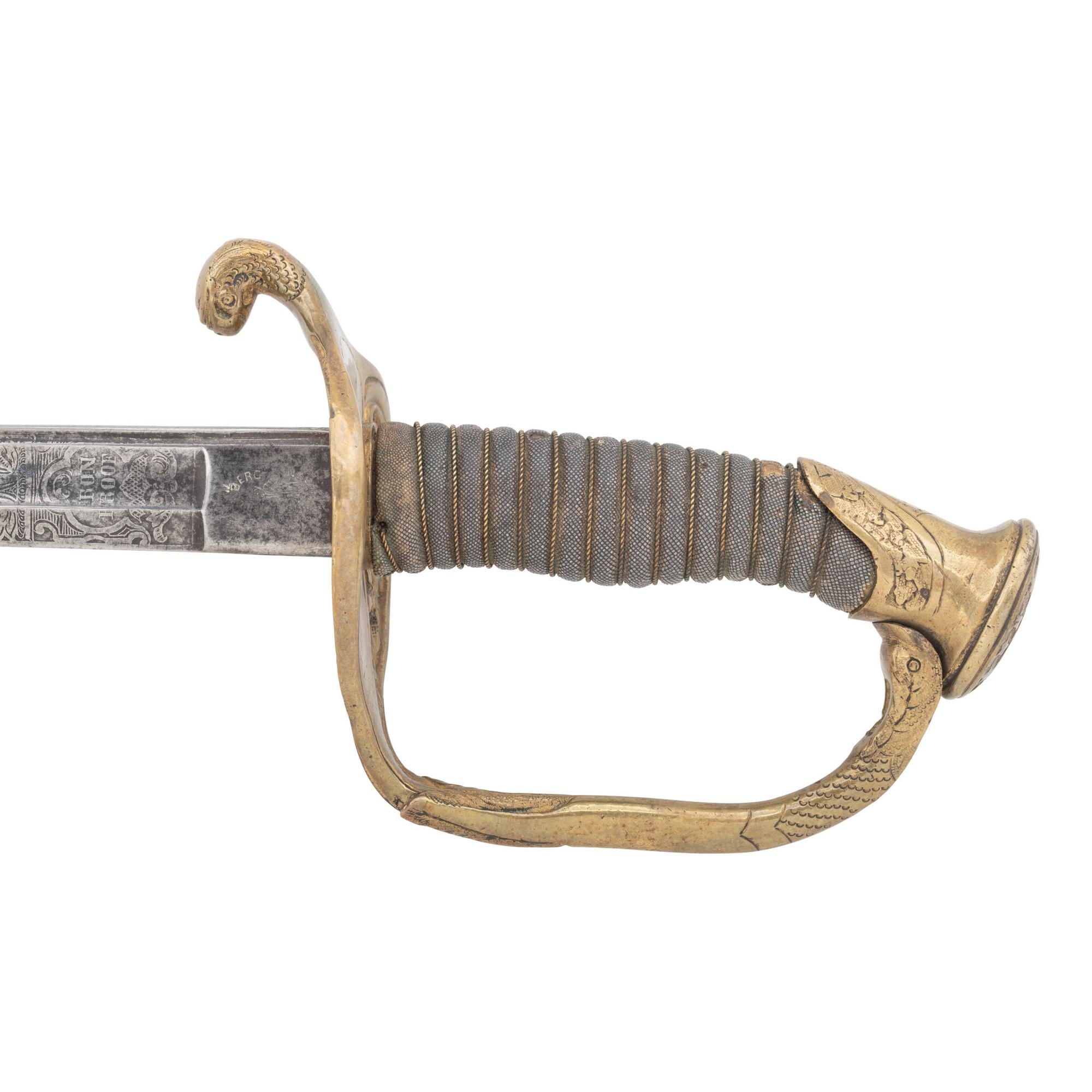 US Model 1852 Naval Officers Sword by Clauberg, Inscribed to Denny Hayes USN