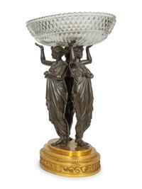A French Gilt and Patinated Bronze Figural Epergne
