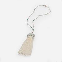An Art Deco Diamond, Emerald, and Pearl Tassel Sautoir