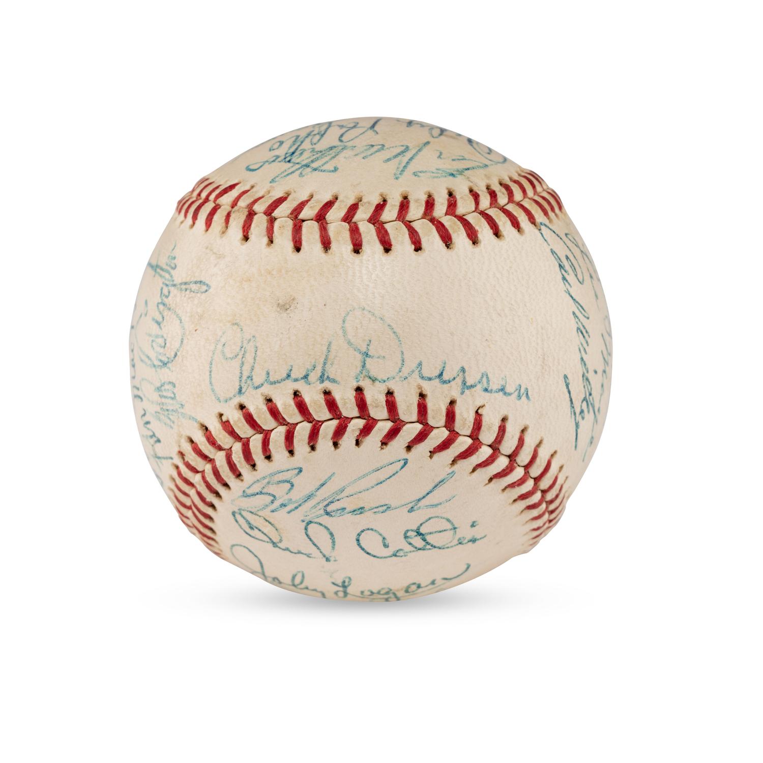 A 1960 Milwaukee Braves Team Signed Autograph Baseball Featuring Hank Aaron (JSA Letter of Authenticity),