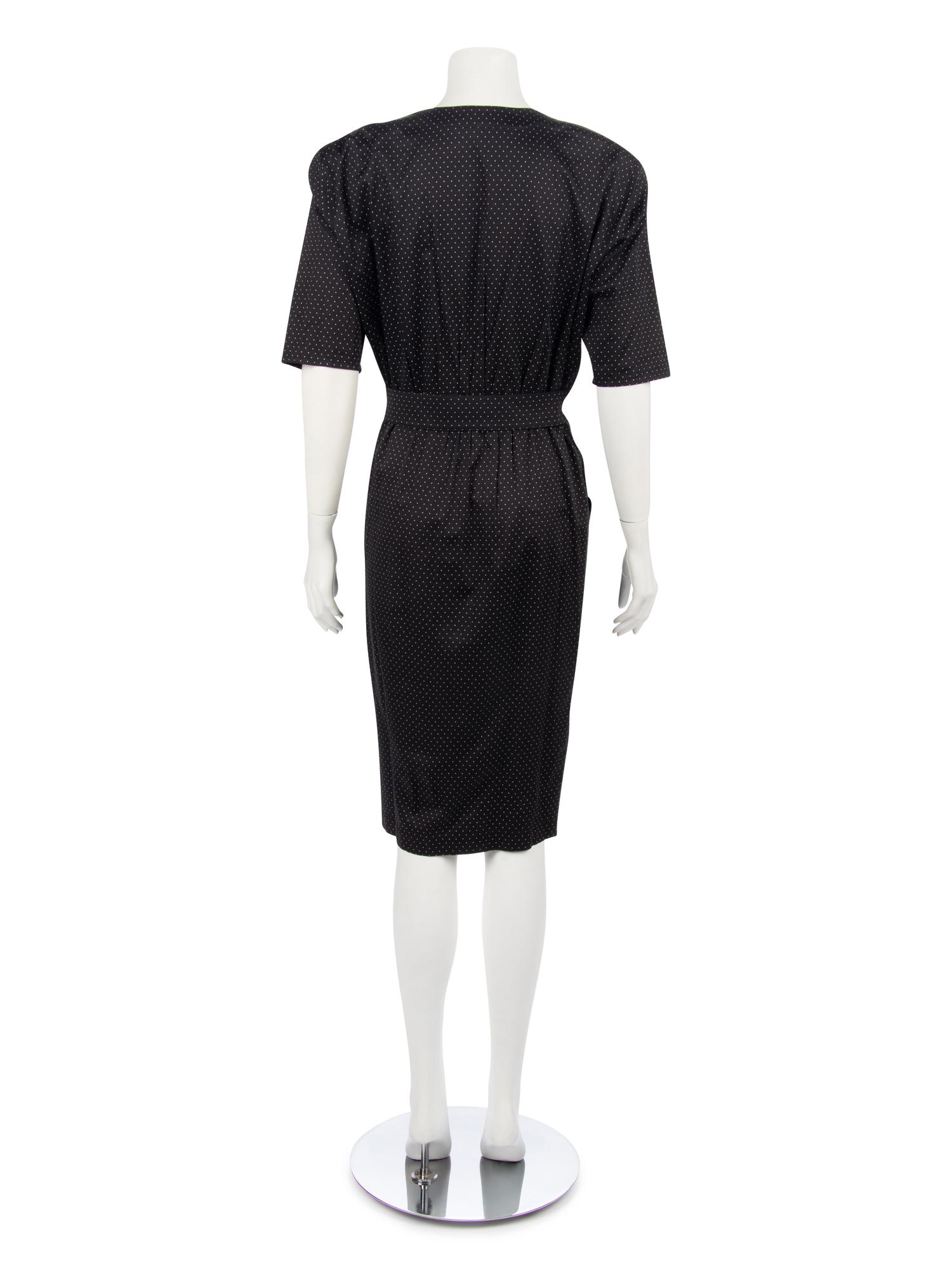Two Thierry Mugler Dresses; One Blue with Rope Detail Dress, One Black Polka Dot Dress, 1980-90s