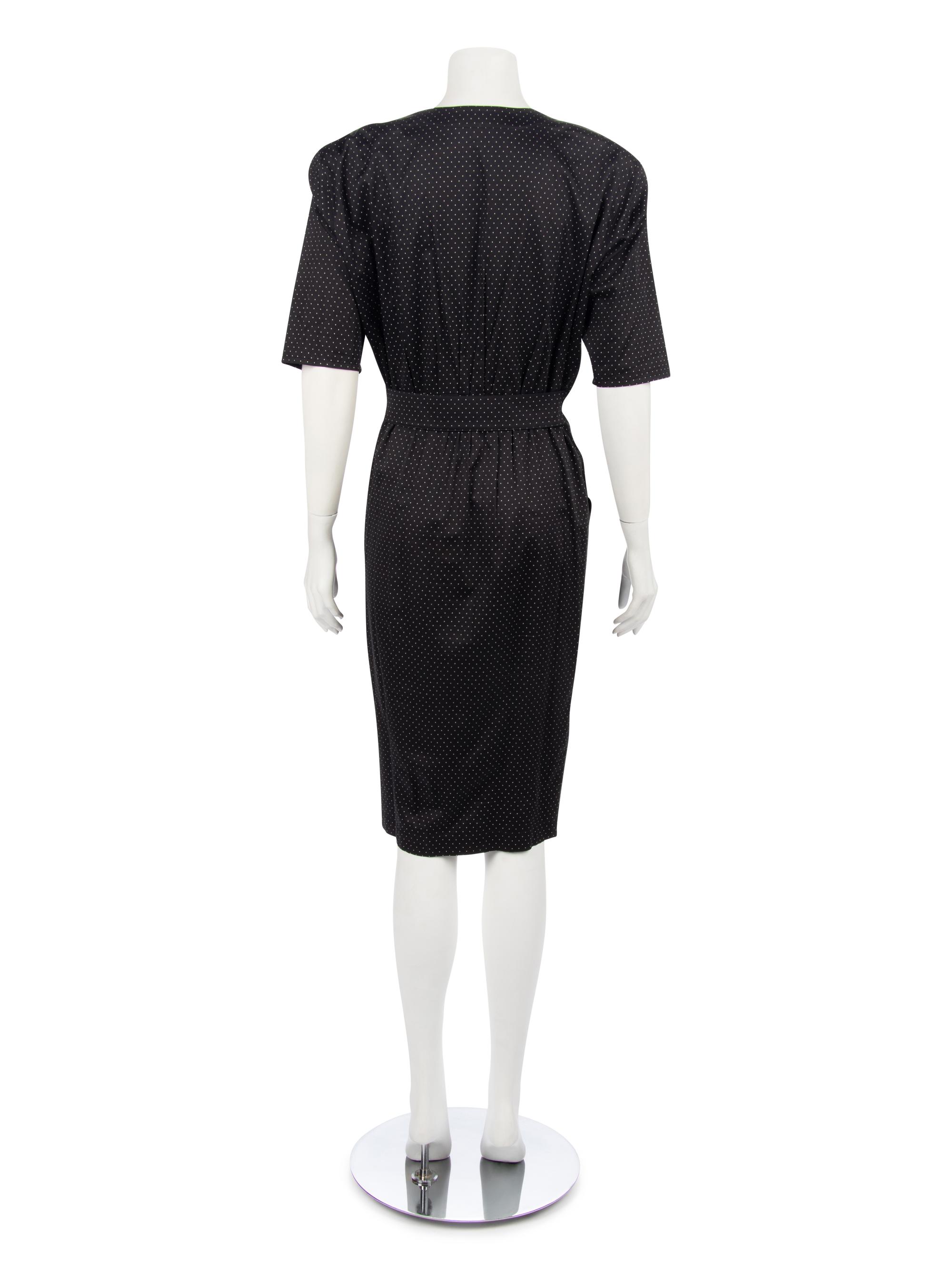 Two Thierry Mugler Dresses; One Blue with Rope Detail Dress, One Black Polka Dot Dress, 1980-90s