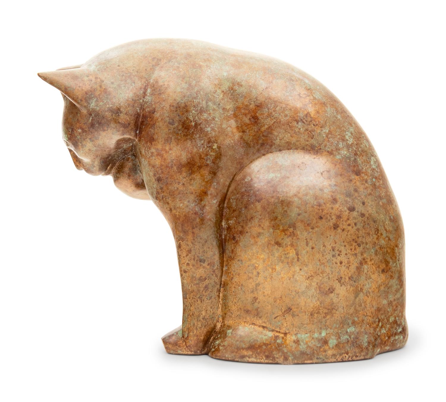 A Patinated Bronze Figure of a Cat