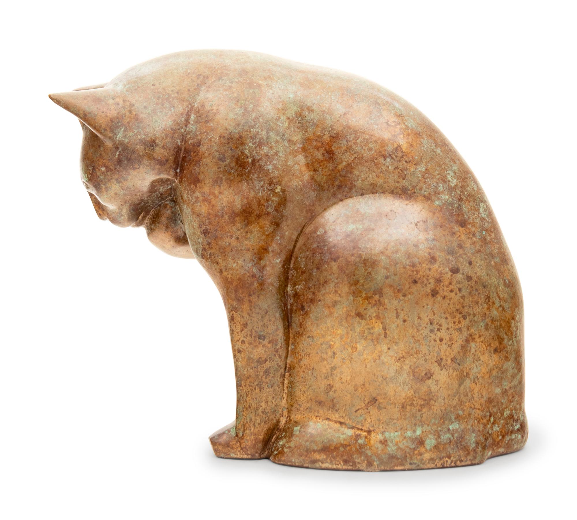A Patinated Bronze Figure of a Cat