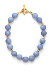 YELLOW GOLD AND BLUE CHALCEDONY NECKLACE