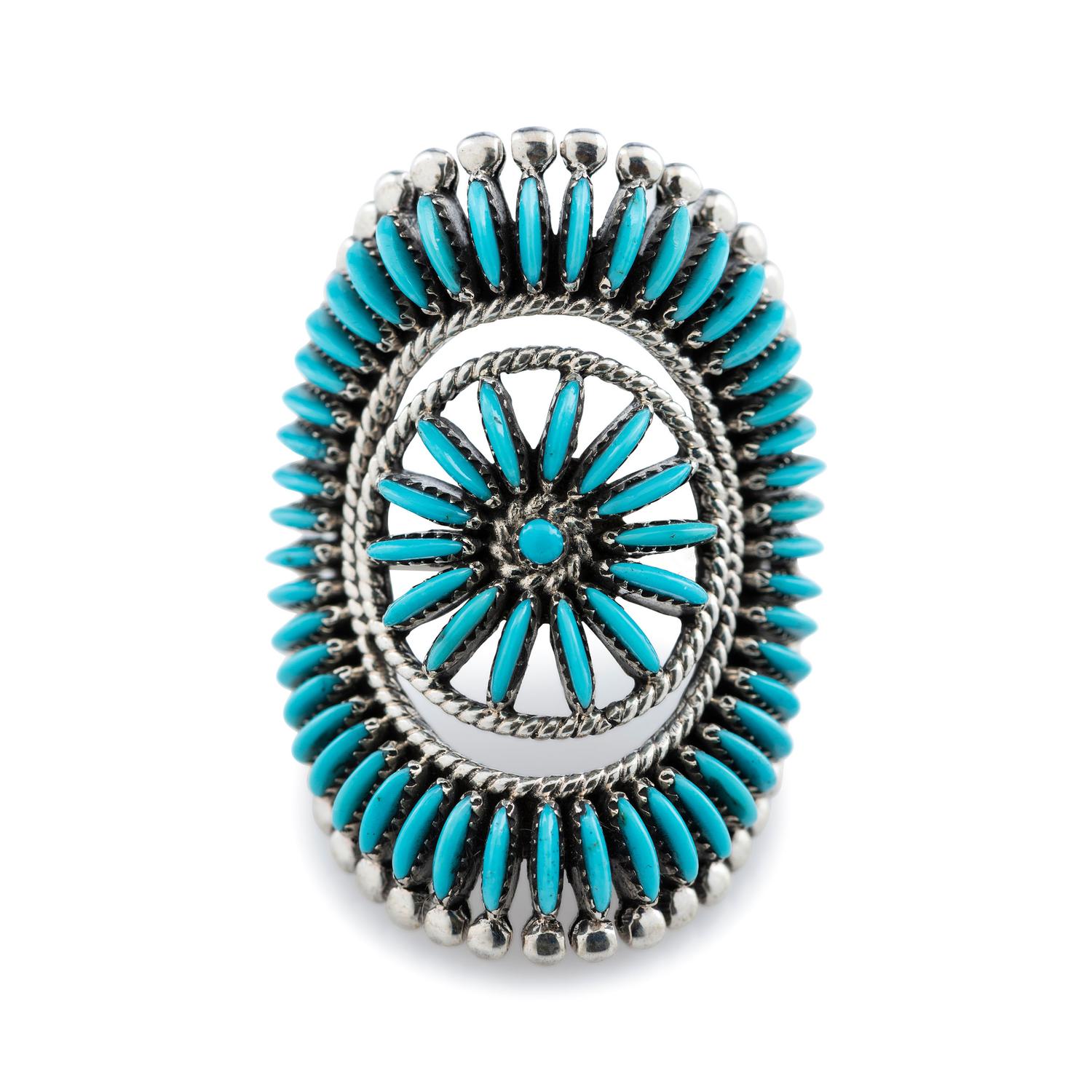 Silver Ring, with Needle Point Turquoise