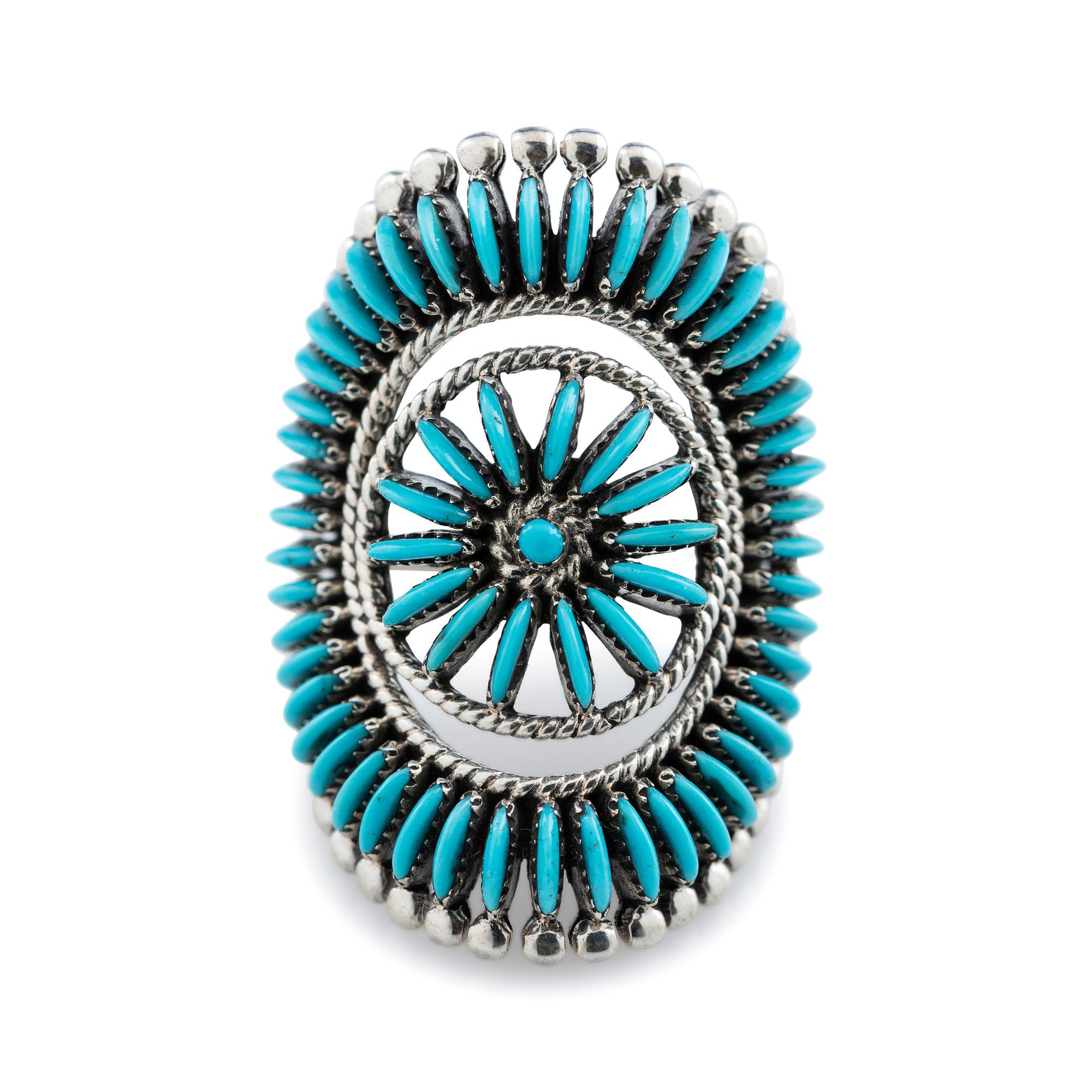 Silver Ring, with Needle Point Turquoise