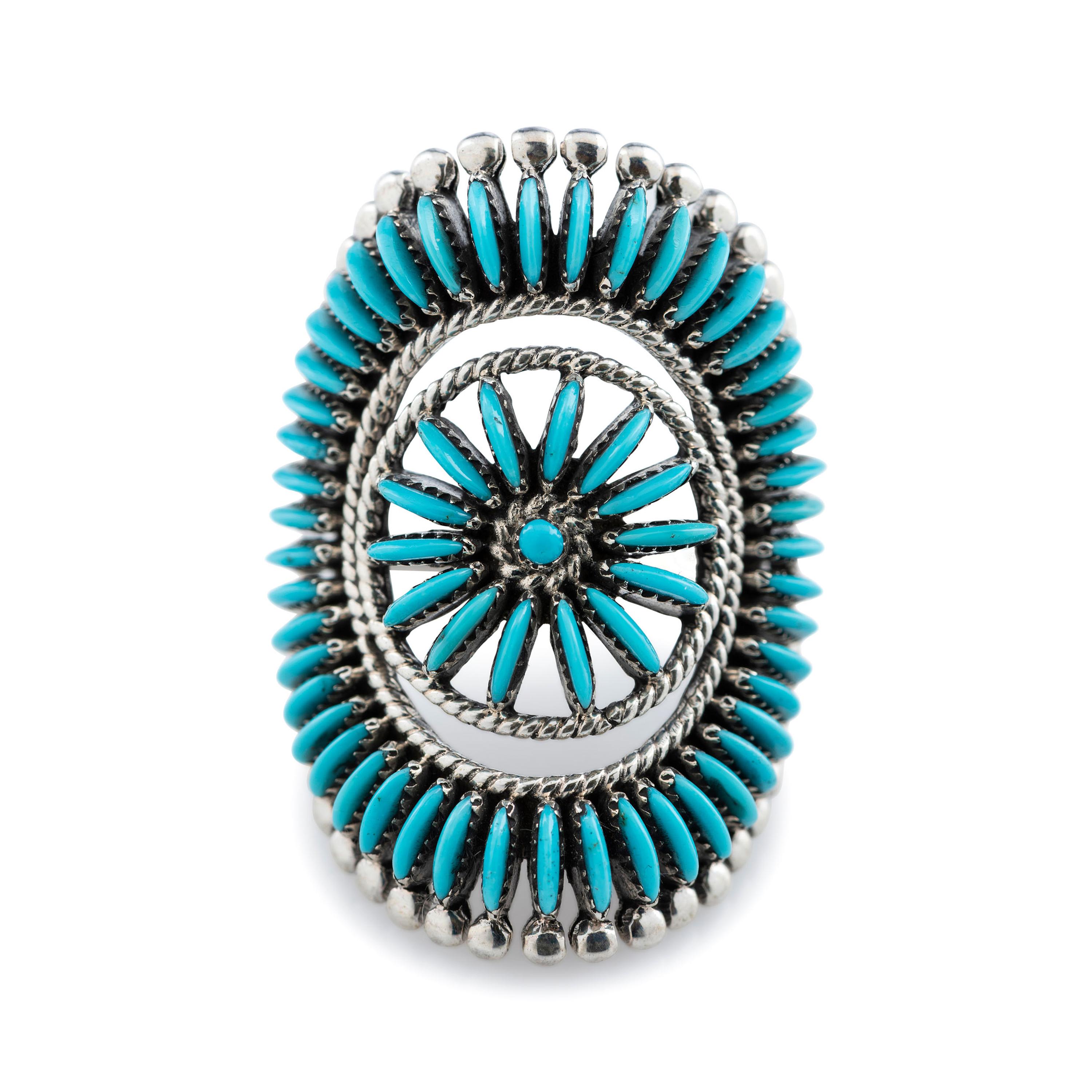 Silver Ring, with Needle Point Turquoise