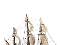 An Italian Painted and Parcel Gilt Model of a Galleon with Painted Cotton Sails