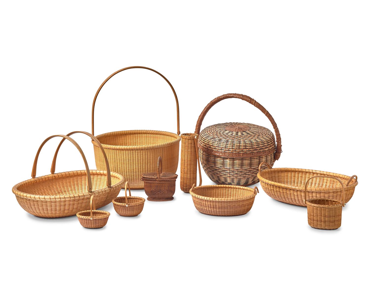 An Assorted Group of Ten Baskets, Various Makers, Most New England or Nantucket, 19th - 21st Century