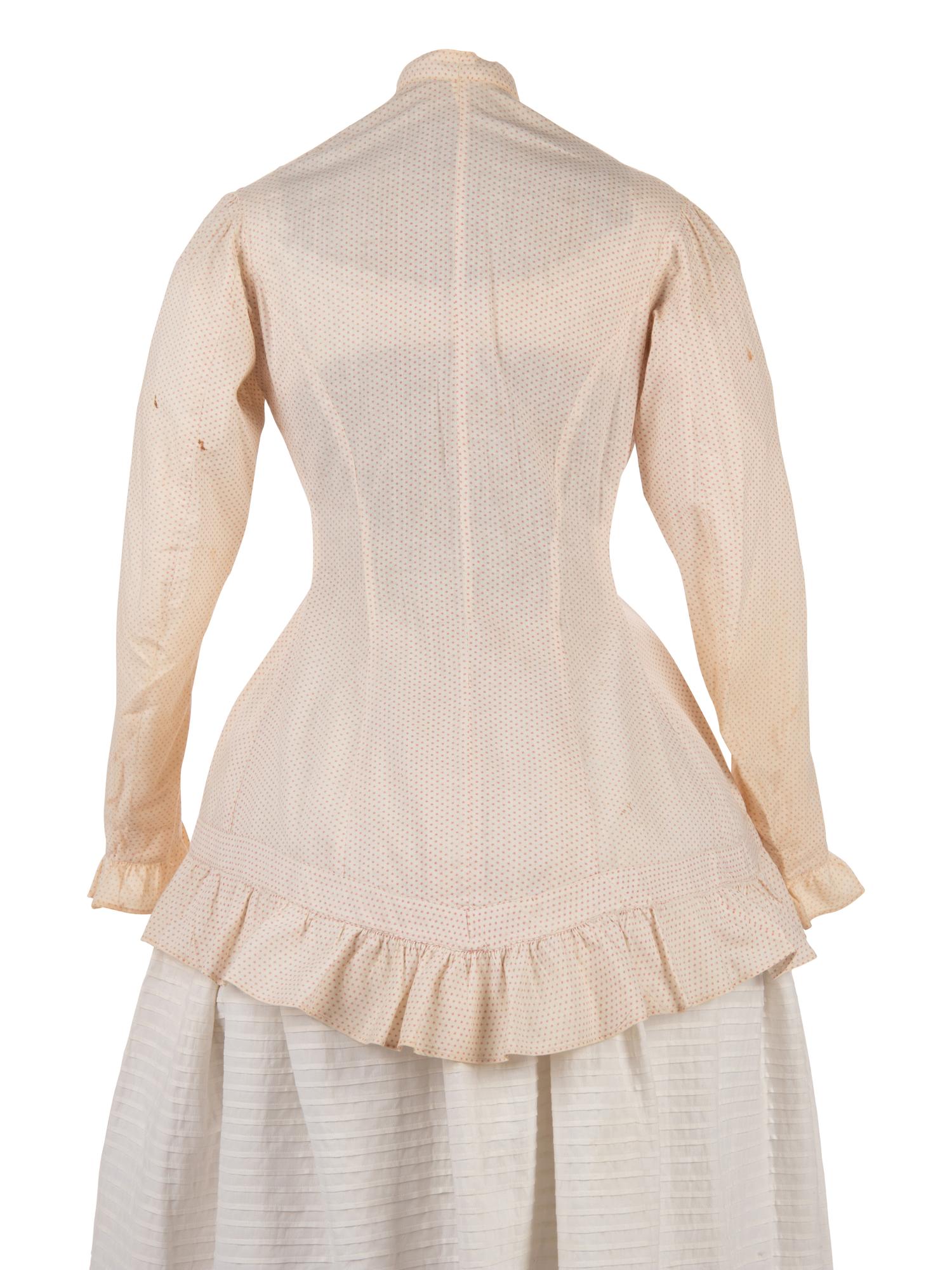 Two Printed Cotton Dresses, and One Blouse, 1870-80s