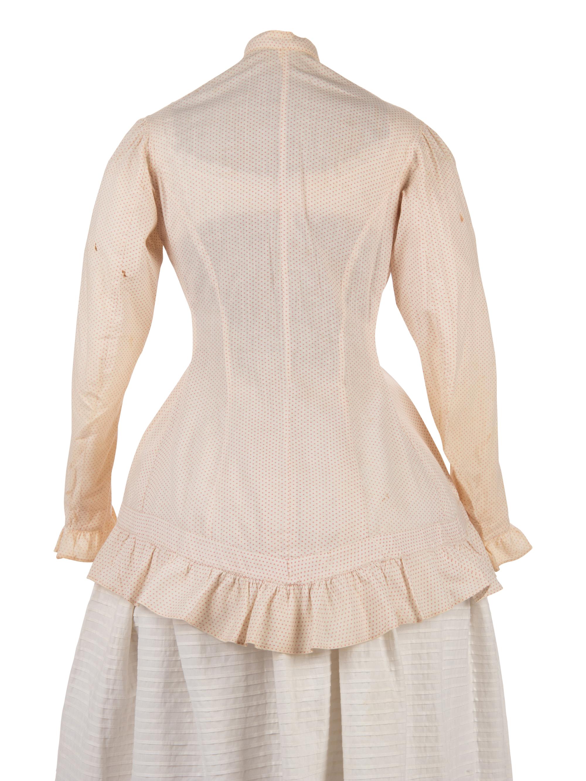 Two Printed Cotton Dresses, and One Blouse, 1870-80s