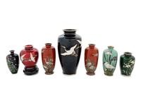 Seven Japanese Cloisonné Enamel Cabinet Vases