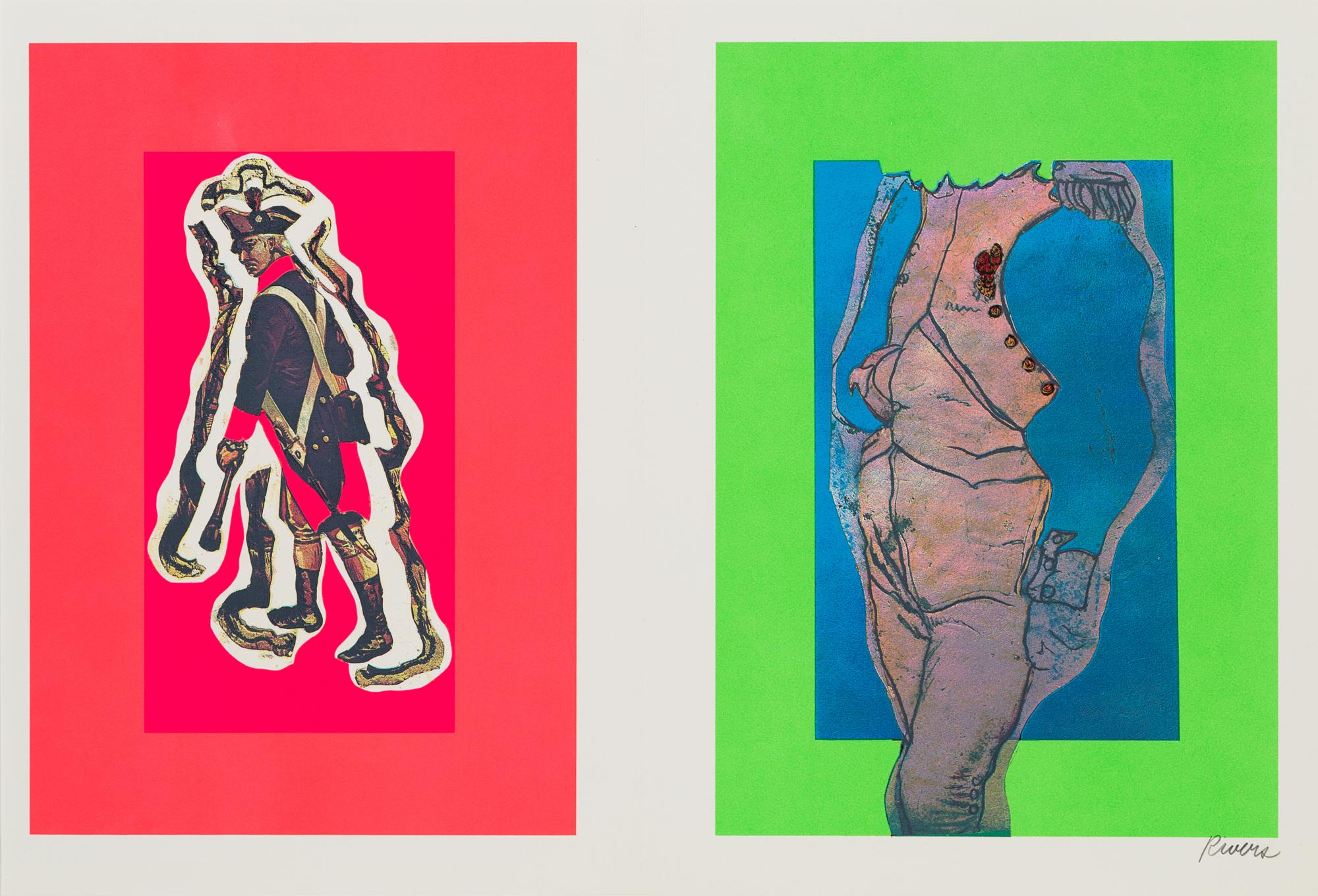 Larry Rivers, (American, 1923-2002), A group of 13 works from The Boston Massacre portfolio, 1970, including: Portfolio Cover, Untitled