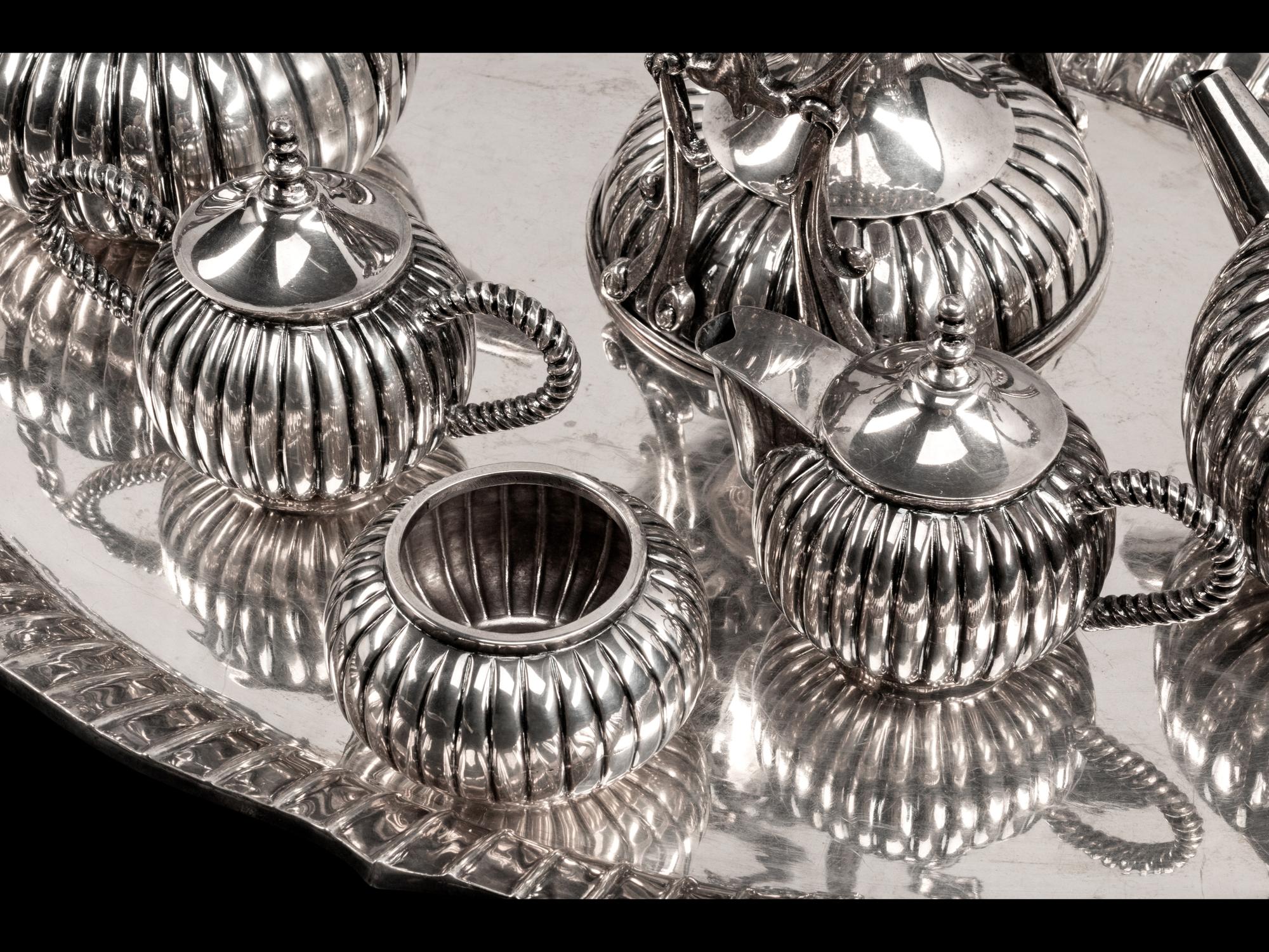 A Mexican Sterling Silver Seven-Piece Tea and Coffee Service — Kimberly, Mexico City