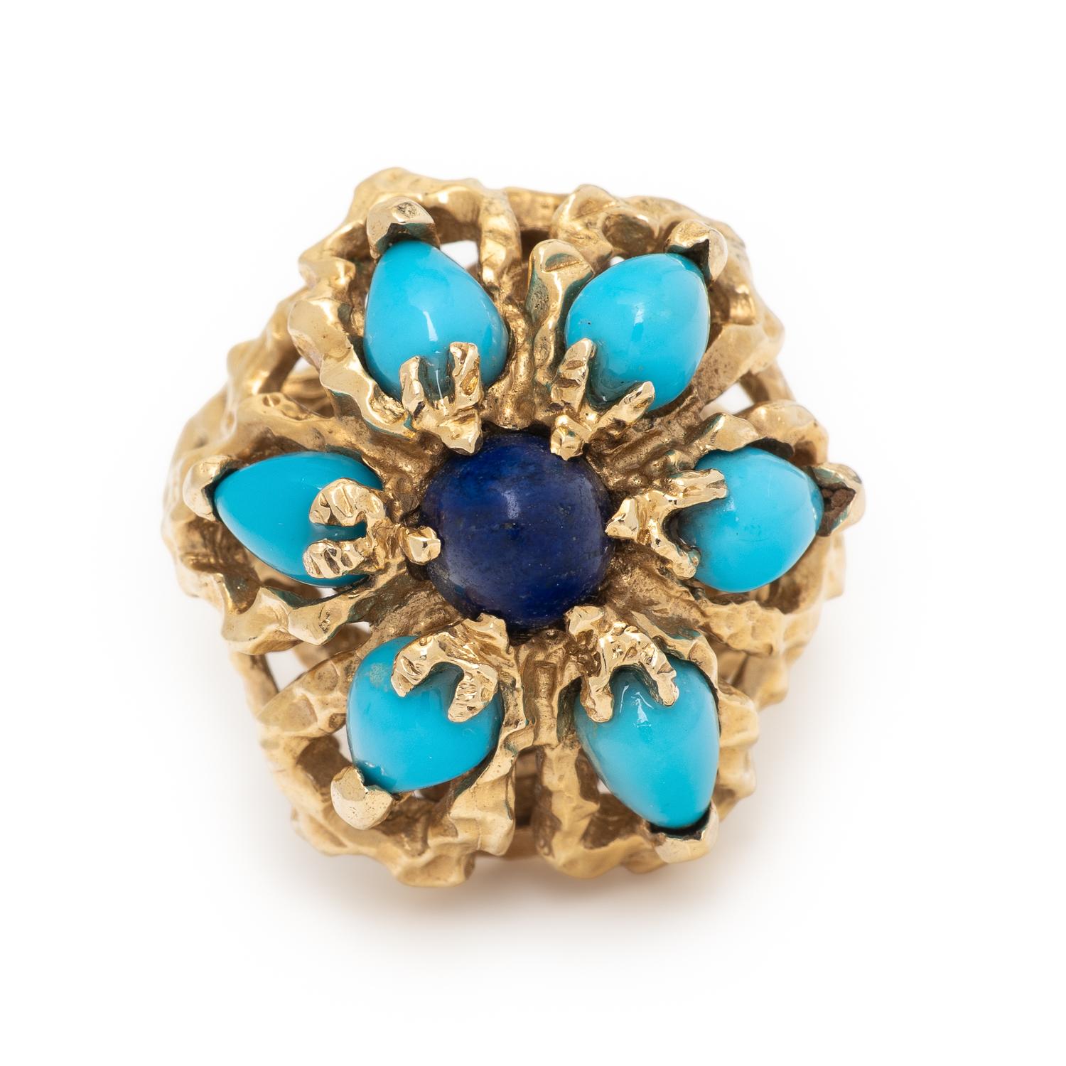 Hardstone, Lapis Lazuli, and Yellow Gold Ring