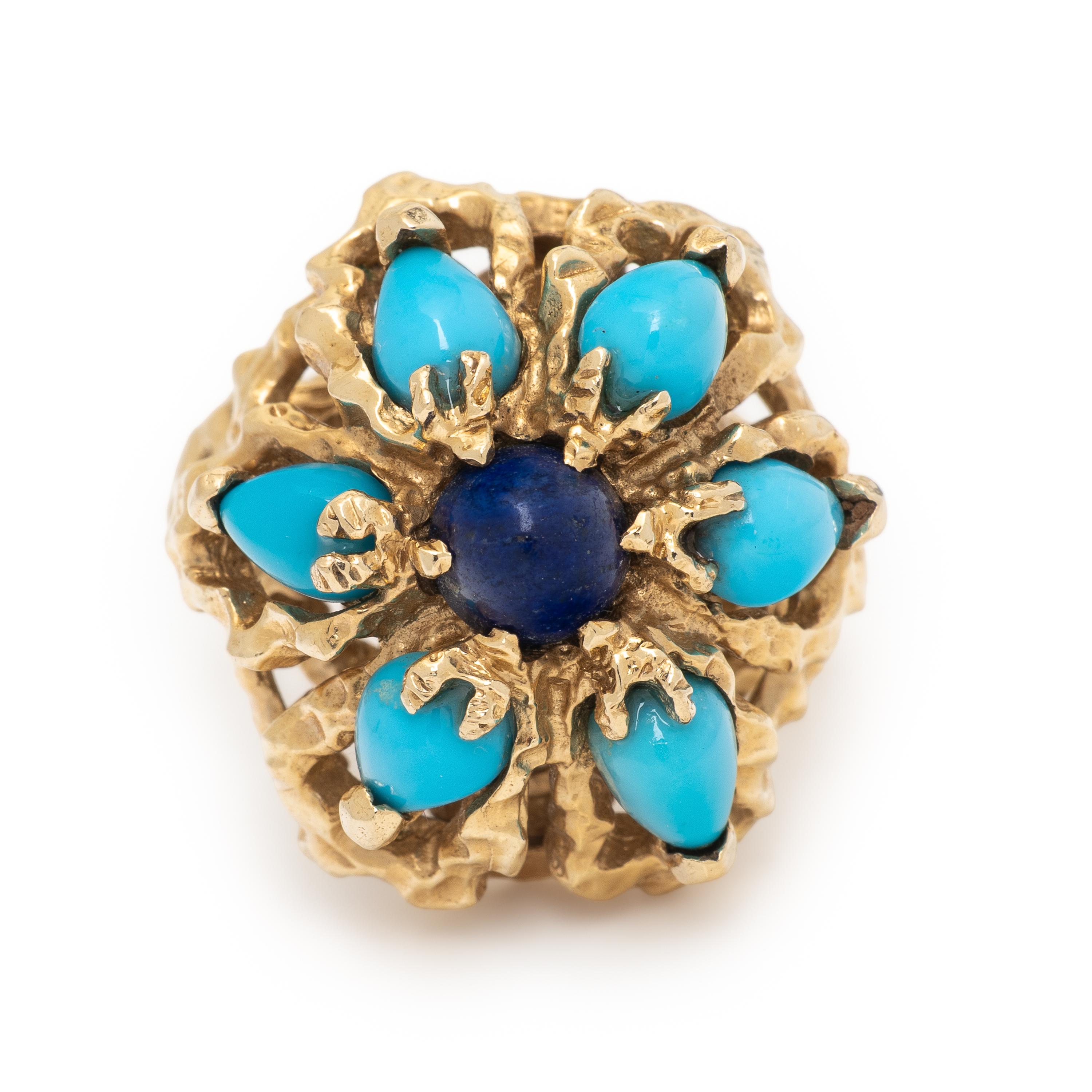 Hardstone, Lapis Lazuli, and Yellow Gold Ring