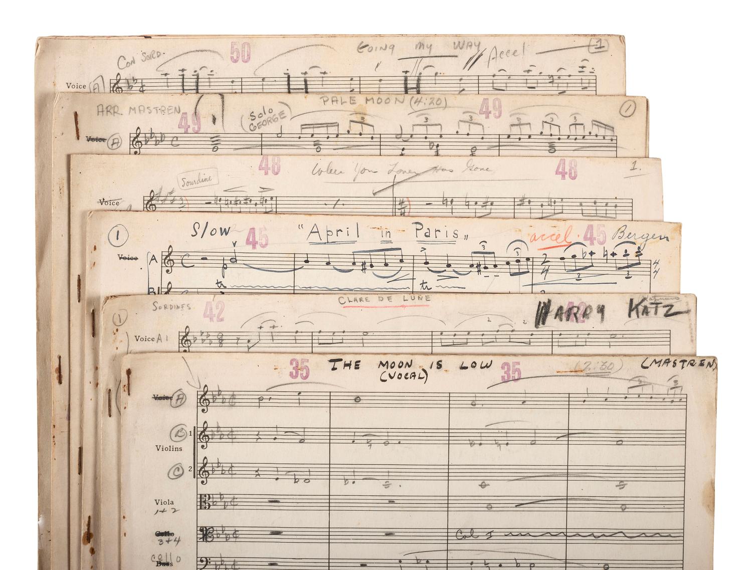 [WORLD WAR II] -- [MILLER, Glenn (1904-1944)]. World War II-era archive of manuscript scores and ephemera related to the Glenn Miller Army Air Force Band and associated musicians and orchestras.