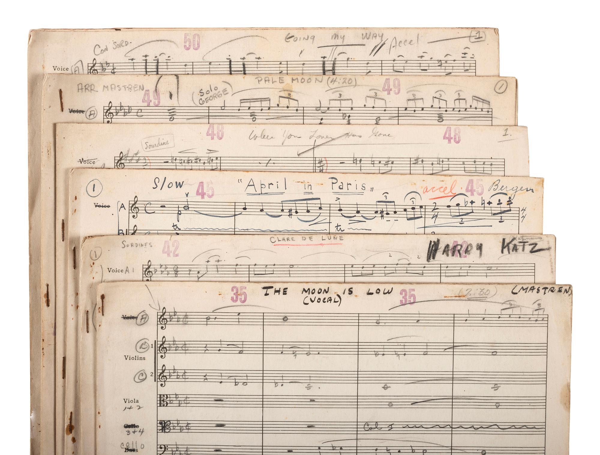 [WORLD WAR II] -- [MILLER, Glenn (1904-1944)]. World War II-era archive of manuscript scores and ephemera related to the Glenn Miller Army Air Force Band and associated musicians and orchestras.