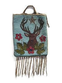 Plateau Beaded Hide Storage Bag, with Buck