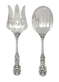 An American Silver Salad Set, Reed & Barton, Taunton, MA., Mid 20th Century, Francis I pattern, comprising a salad serving fork and spo
